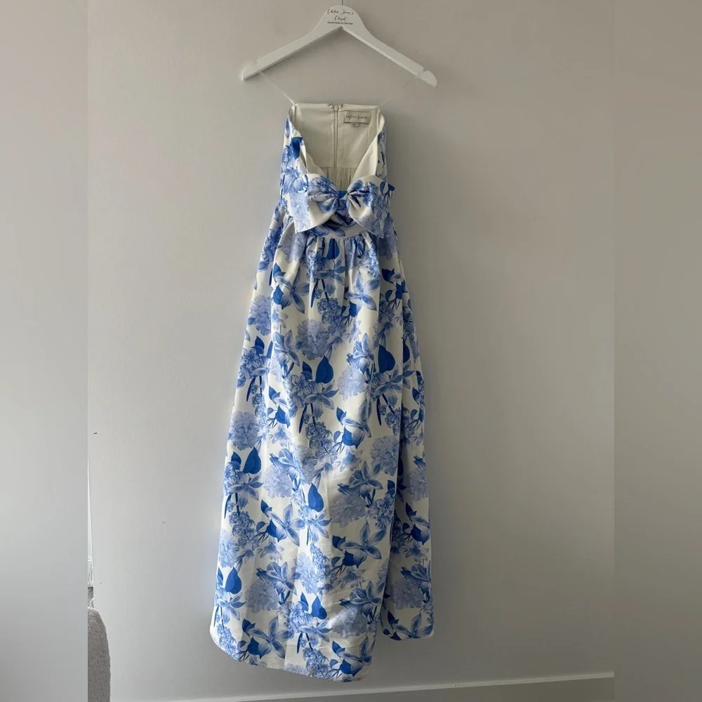 SACHIN & BABI Isabeau Floral Strapless Blue Gown 2 - Picture 5 of 9